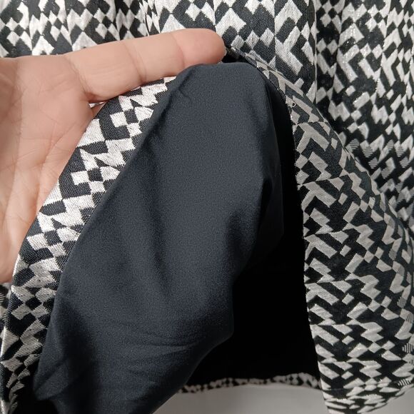 Cynthia Rowley Metallic Geo Pattern Fit & Flare Dress Black White Silver Size 2 - Picture 5 of 14